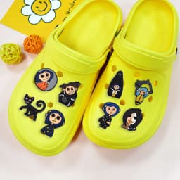 Mesuca 11Pcs Gothic Coraline PVC Shoe Charms Waterproof Detachable Garden Shoe Decor Horror Cartoon DIY Shoe Accessories Gifts