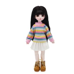 1/6 BJD Doll Clothes Accessories 28cm Doll Toys Rainbow Striped T-shirt Long-sleeved Clothes In Summer