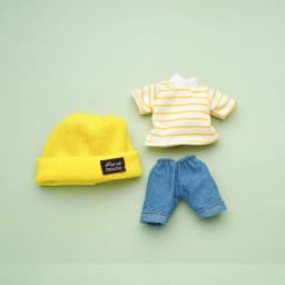 17cm Doll Clothes Set Fashion Tops Striped T-shirt Jeans Pants Knitted Miniature Hat For 1/8 Bjd Doll Dressup Ob11 Clothes Toys