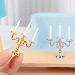1:12 Scale Miniature Candlesticks Candelabra Dollhouse Candles Furniture Toy Pretend Play Doll House Decoration Accessories