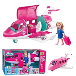 Cute Playset Doll With Travel Dream Airplane And Doll Accessories Suitcase Puppy Dog Pet Birthday Christmas Gift