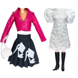 1/6 Doll Clothes Fashion Mix Leather Style for 12 inch Fashion Doll Outfits Set Handmade 30cm Doll Clothing Accessories