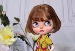 Blythes Doll Wigs Fit the 1/6 Size of the Stylish New Versatile Short Bob Hair with High Temperature Silk Wig in Linen Pink Gold