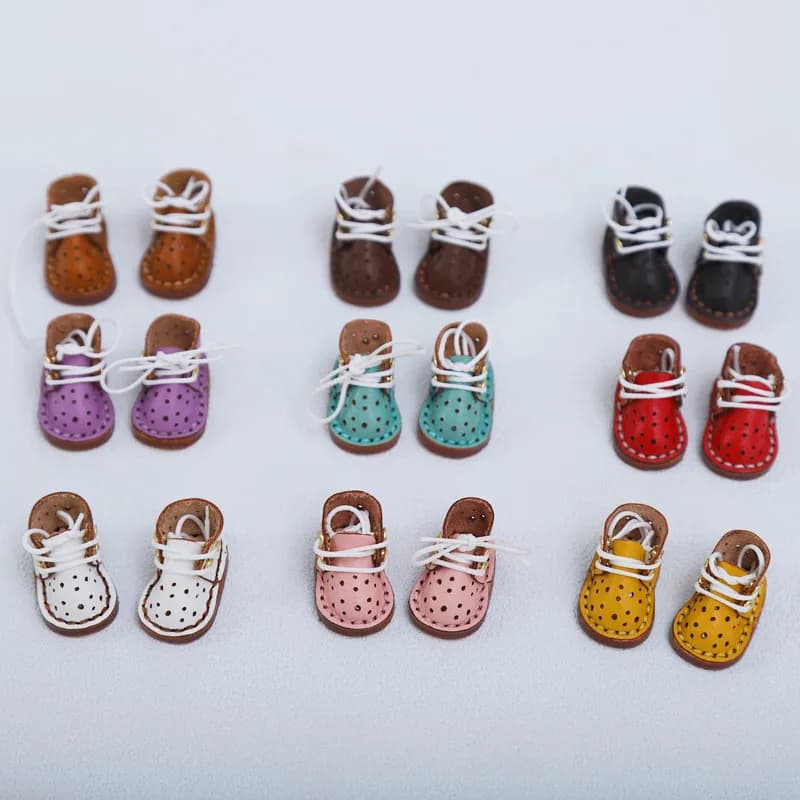 Ob11 handmade leather breathable sneakers Fashion Doll Cowhide high heel Shoes For Ob11, Obitsu 11, Holala, Gcs, 1/12bjd Dolls