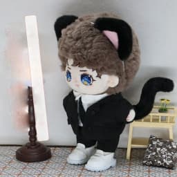 20cm Dolls Accessories Cute Plush Cat Ear Headband Hairy Tail For Cotton Stuffed Toys Headwear Idol Dolls Hair Decor