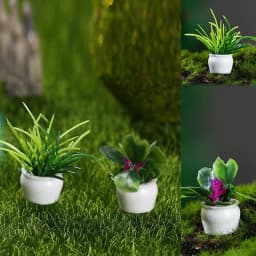 4Pcs Mini Flower Potted For Green Plant Simulation Plants Dollhouse Miniature Doll House Furniture Home Decoration