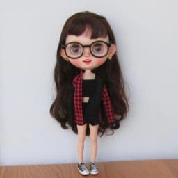 DLBell Blythe Doll Clothes Handmade Red and Black Shirt and Tube Top Shorts Set for Blyth Pullip Ob24 1/6 Azone ICY Licca Dolls