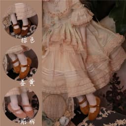 BJD Doll Shoes In Stock Girls Round Toe Soft Stain Elegant Daily Flat-Soled Pink Blue Lacy Single Buckle BJD Doll Accessories