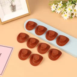10Pcs 1/12 Dollhouse Western Cowboy Hat Miniature Plastic Doll Hat Mini Cowgirl Hat For Dolls Decoration Accessories