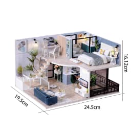 DIY Wooden DollHouse Kits Miniature with Furniture Light Moder Loft Roombox Assembled 3D Model for Children Adult Birthday Gifts