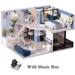 DIY Wooden DollHouse Kits Miniature with Furniture Light Moder Loft Roombox Assembled 3D Model for Children Adult Birthday Gifts