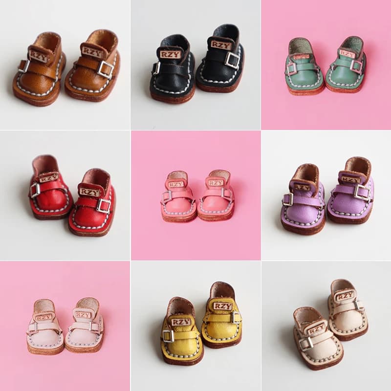 OB11 Casual Handmade Cowhide Doll Shoes Cute Fit for Body9, YMY Body, UFDOLL, GSC, Obitsu11, 1/12bjd Accessories Gift