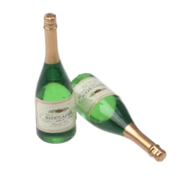2 Pc Dollhouse Champagne Drink Bottles 1/12 Scale Mini Dollhouse Decor
