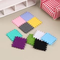 6Pcs 1:12 Dollhouse Miniature Seamed Rug Carpet Multicolor Mat Carpet House Living Room Furniture Living Scene Decor Toy
