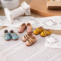 Doll Double Button Fashion Sandal Shoes Cowhide Flat Shoes With Hole For Blythes, Ob22 24, Ymy, Licca, Azones, Ob24, Fr Doll
