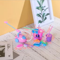 9Pcs Dollhouse Mini Mop Broom Toys Cleaning Tools Kit Model For Doll House Decoration Accessories Kids Pretend Play Toys