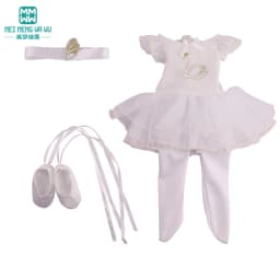 Doll clothes fit 43cm newborn doll and American doll tutu + Tights + dancing shoes three-piece doll accessories gifts