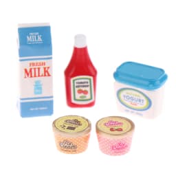 5Pcs/Set 1:12 Dollhouse Miniature Food Mini Tomato Sauce Iced Yogurt Dolls Kitchen Toy