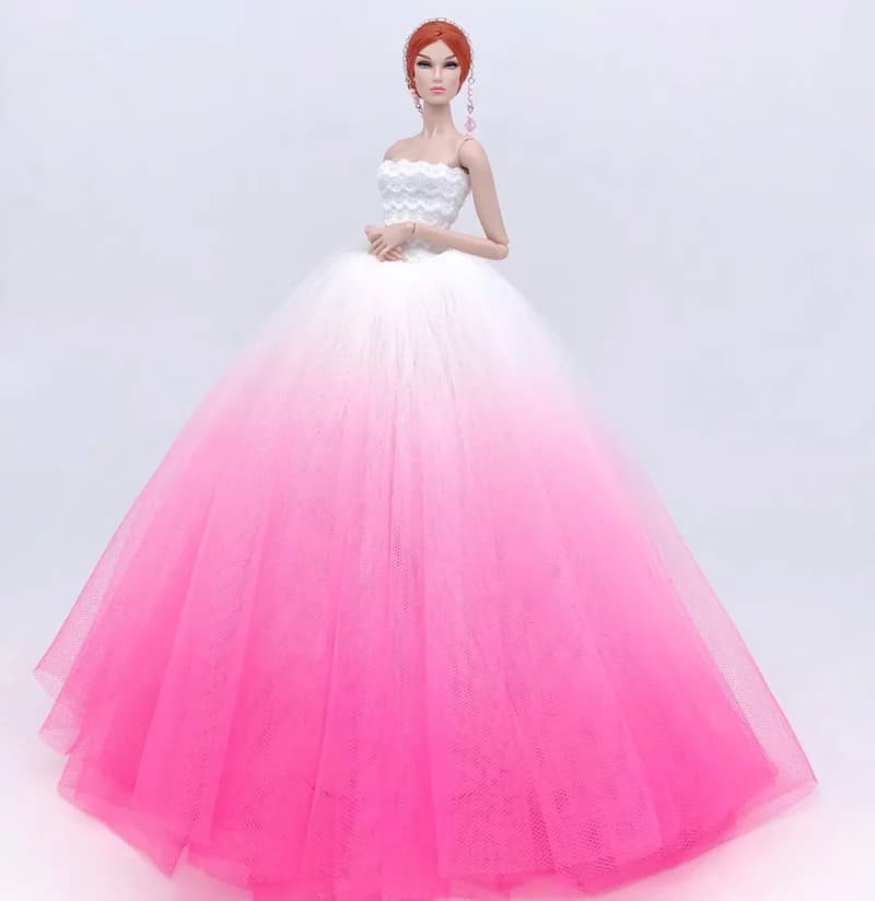 Doll Sequined Luxury Dresses Formal Wear Tutu Dress For 29CM Princess 1/6 Doll Bridal Tulle Candy Color Wedding Dresses Clothing
