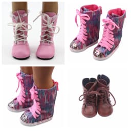 Wholesale Pink Lace /Brown/ Glitter Doll Boots 18 inch American Doll Shoes Long Boots For1/3 BJD Russian Doll Toy
