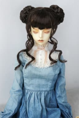 JD729 Newly Cute Twin Buns BJD Synthetic Mohair Wig For SD Blythes Doll Hair 1/3 Accessories