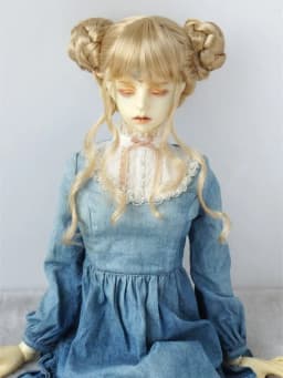 JD729 Newly Cute Twin Buns BJD Synthetic Mohair Wig For SD Blythes Doll Hair 1/3 Accessories