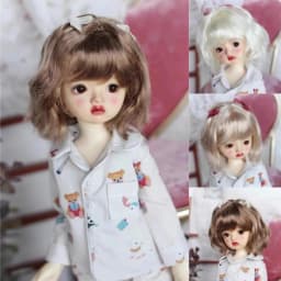 BJD Doll Girls Cute Wig 1/6 1/4 1/3 Milk Silk Natural Butterfly Knot Cute Toy Shoulder-Length Hair Wig Doll Accessories(no doll)