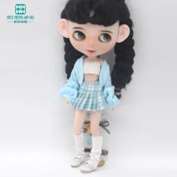 Fashion New Puff Sleeve Knit Jacket Set for Blyth Doll Azone OB23 OB24 Doll Accessories
