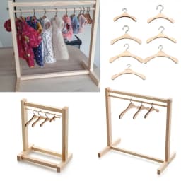 NEW for Dolls Stuffed Toys Handbag Garment Organizer Wooden Clothes Rack Scarf Holder Hangers