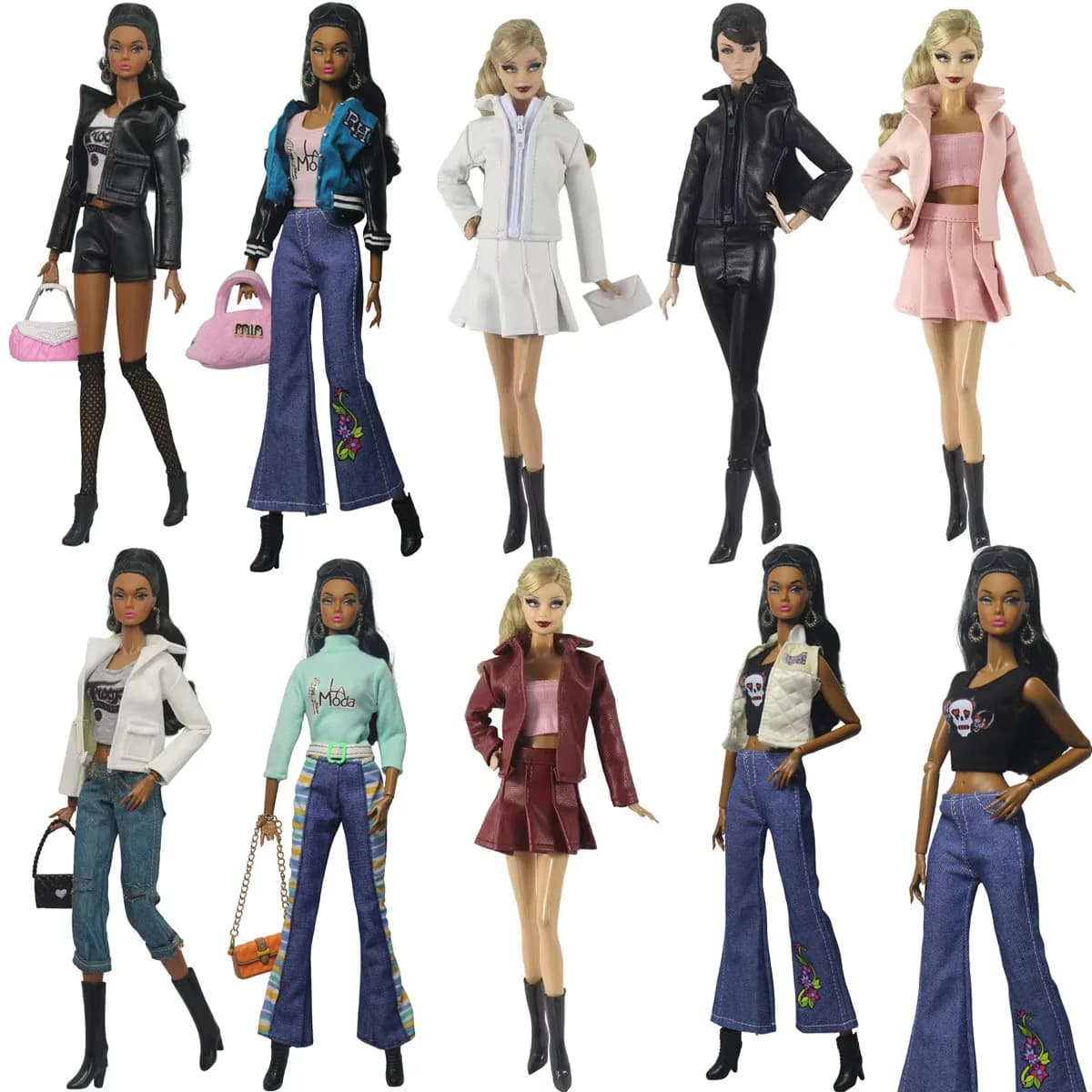 1 Set Doll Clothes 1:6 Scale Leather Outfit for 11.5 inch 30cm Doll Many Style for Choice Gifts for Girls #05