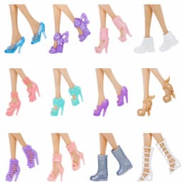 12 Pairs / Lot Doll Shoes Mixed Style Cute Colorful High Heels Shoes Fashion Assorted Boots Accessories for 11.5'' Doll DIY Toys