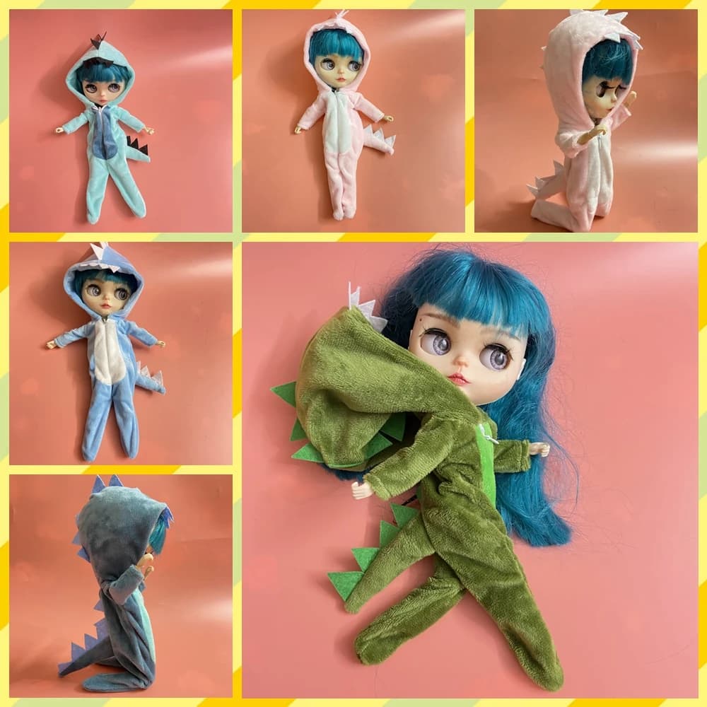 New cute dinosaur jumpsuit blyth clothes suitable for 30cm doll ob24 1/6 doll accessories
