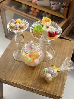 Doll House Simulation Mini Dessert Miniature Glass Storage Jar Mini Storage Jar Candy Jar Mini Candy Shop Accessories Decoration