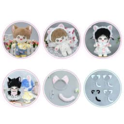 20CM Dolls Accessories Plush Cat Ear Headband Soft Tail Plush Toys Doll Headwear For 14inch Doll Clothes Hair Decoration