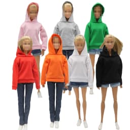 New 30cm 1/6 Doll Jeans Shorts Long Sleeves Simple and Loose Hoodie Set Daily Wear Clothes for Barbies Doll Accessories