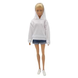 New 30cm 1/6 Doll Jeans Shorts Long Sleeves Simple and Loose Hoodie Set Daily Wear Clothes for Barbies Doll Accessories
