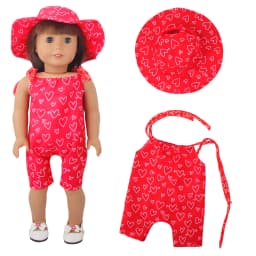 Red Color Summer Style One-piece Garment+Hat Doll Clothes Set Suit For 18 Inch American&43cm Baby New Born.OG Girl Dolls Toy