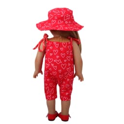 Red Color Summer Style One-piece Garment+Hat Doll Clothes Set Suit For 18 Inch American&43cm Baby New Born.OG Girl Dolls Toy