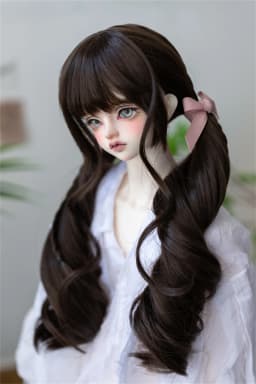 BJD/SD Doll Wig Toys Girls Elegant 1/3 1/4 High Temperature Silk Pink Gray Golden Curly Double Ponytail Gifts Doll Accessories