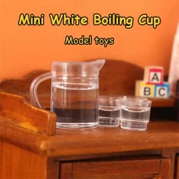 1Set 1/12 Miniature Dollhouse Mini Lemon Water Kettle with Glasses Orange Juice Jug Play Kitchen Doll Food Model Toy Accessories