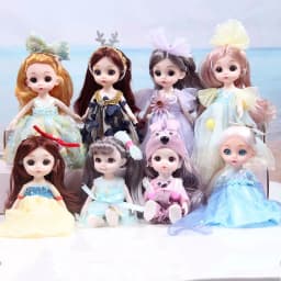 17cm BJD Dolls and Clothes Multiple Removable Movable 13 Joints Mini Girl 3D Eyes Dolls Princess Dress Up Girls Birthday Gifts