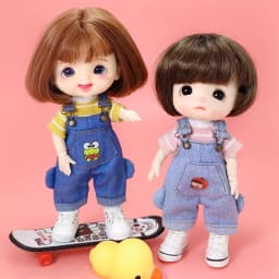 Kawaii 1/12 BJD Doll Clothes Fashion Suspender Pants Dolls jeans for ob11,gsc,body9 Dolls Accessories Obitsu 11 Clothes