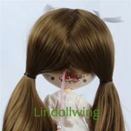 9-10 inch Blyth Wig Long Muffled Cyan Curly Wig