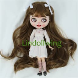 9-10 inch Blyth Wig Long Muffled Cyan Curly Wig