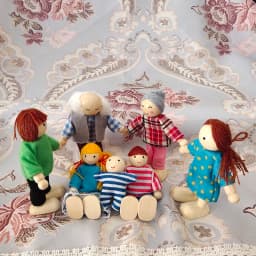 Wooden Furniture Miniature Toy Mini Wood Dolls Family Doll Kids Children House Play Toy Happy Dollhouse Boys Figures Girls Gifts