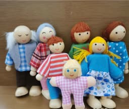 Wooden Furniture Miniature Toy Mini Wood Dolls Family Doll Kids Children House Play Toy Happy Dollhouse Boys Figures Girls Gifts