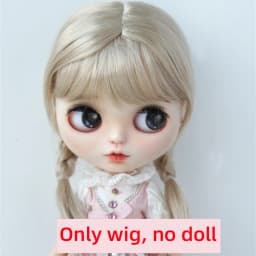 BJD Dolls Wig Blythe Girl Brown Cute Double Twist Braids Air Bangs for DIY Doll Accessories Size 9-10 ,10-11 Inch