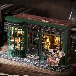 Zuuton DIY Wooden Book Nook Kit with LED Light, Handmade Assembly Craft, Bookshelf Insert Desktop Ornament Home Decor Gift
