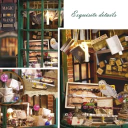 Zuuton DIY Wooden Book Nook Kit with LED Light, Handmade Assembly Craft, Bookshelf Insert Desktop Ornament Home Decor Gift