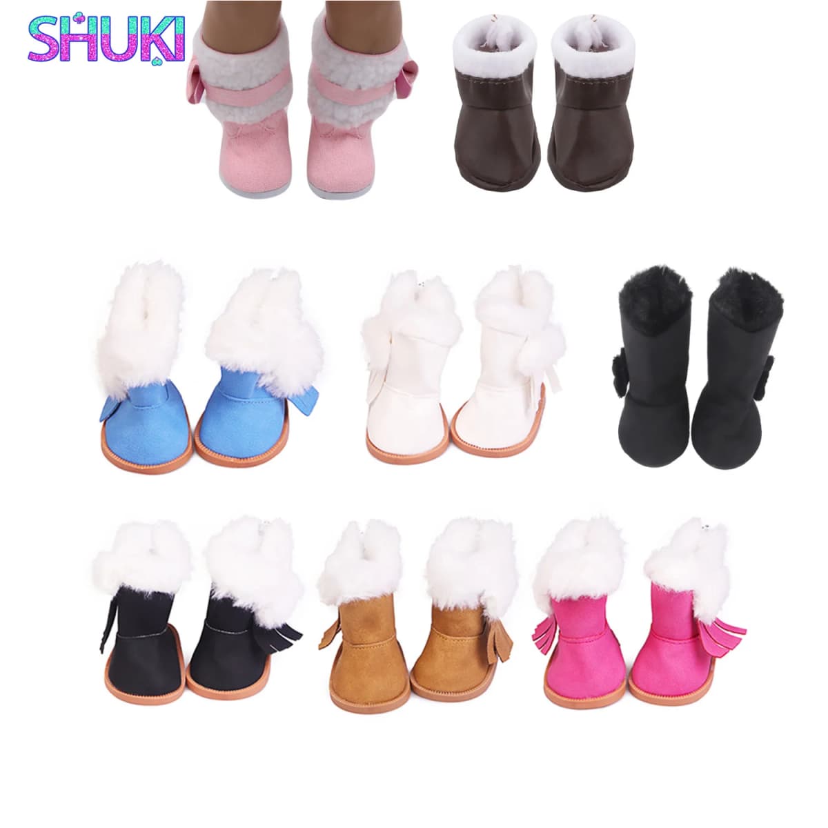 7CM Doll Snow Boots Tassels Plush Doll Shoes For 18 inch American&43cm Baby New Born,Generation,Life Girl Doll 1/3 BJD Dolls